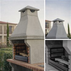 Ibiza Masonry Charcoal BBQ Grill and Side table - Stone BBQ