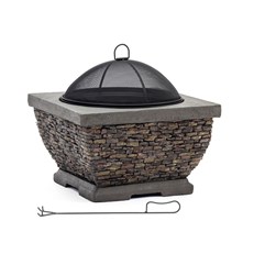 Premium Stone Fire Pit and Wood Burning Patio Fire - Side view
