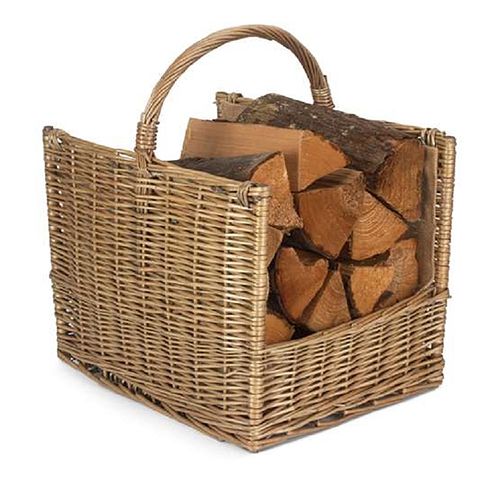 Callow Wicker Log Basket Antique Wash Open Ended Basket