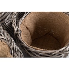 Round Lined Wicker Log Baskets - Lined
