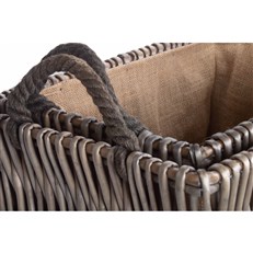 Set of 2 Rectangular Grey Log Baskets - Stylish and Robust Log Storage Solution