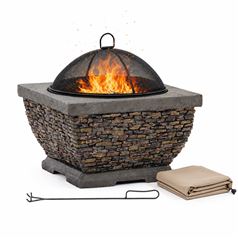 Premium Stone Fire Pit and Wood Burning Patio Fire